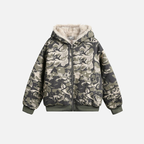 2k25 Camouflage Faux Fur Bomberjacket