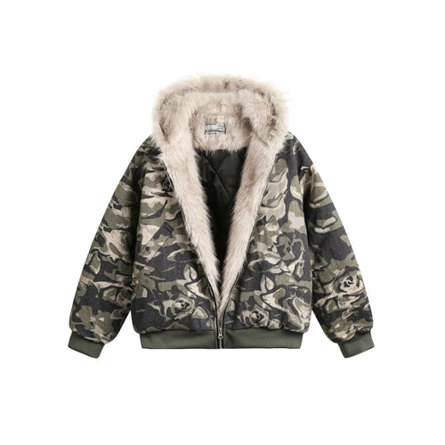 2k25 Camouflage Faux Fur Bomberjacket